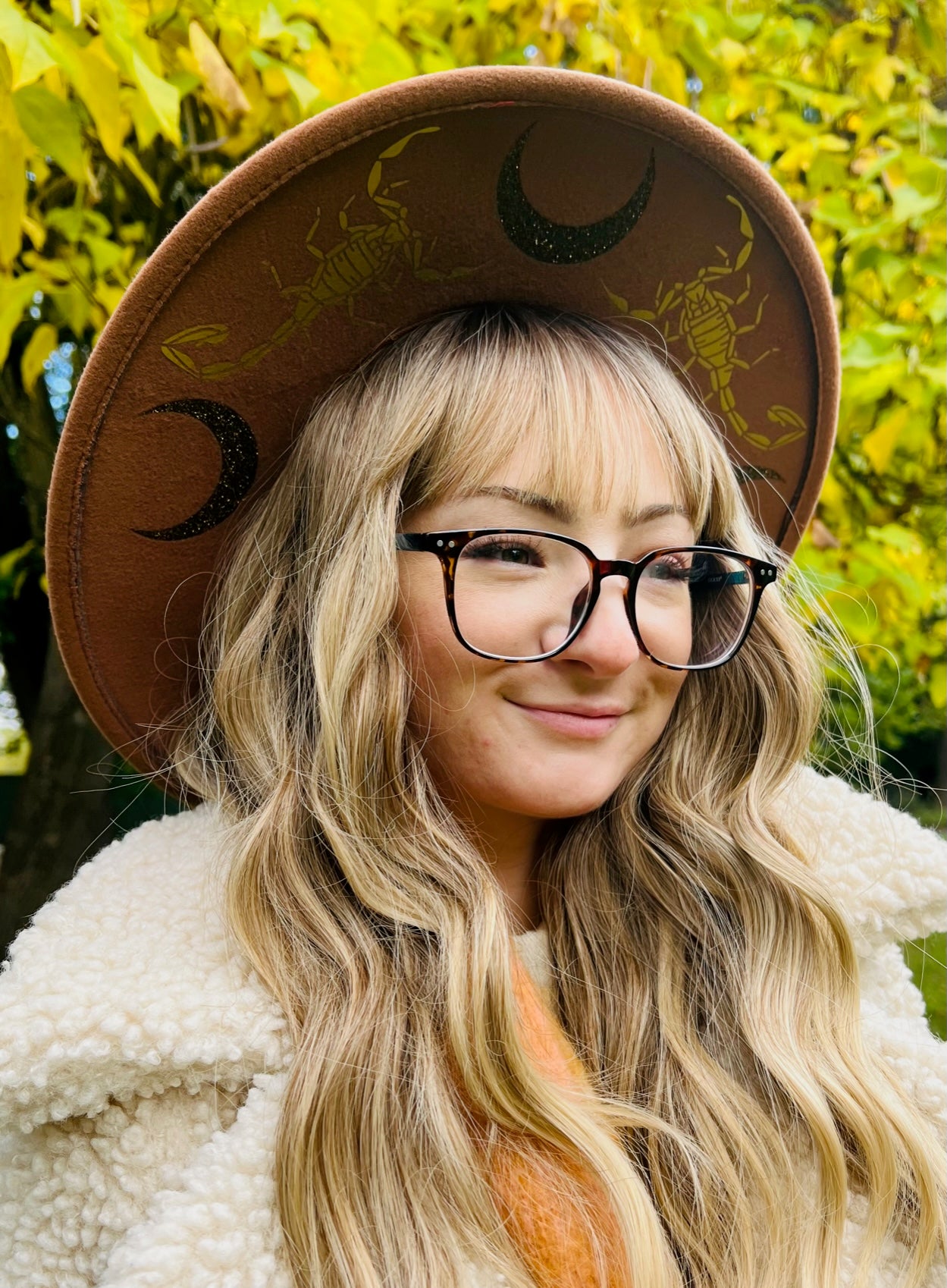 Vegan Felt Wide Brim Hat - XL Brim - Caramel - Scorpion Moon