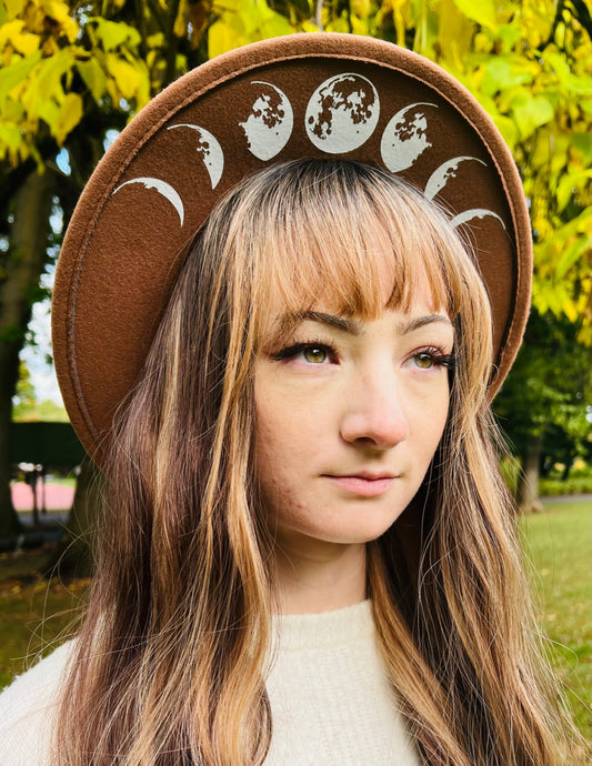 Vegan Felt Wide Brim Hat - Caramel  - Moon Phase