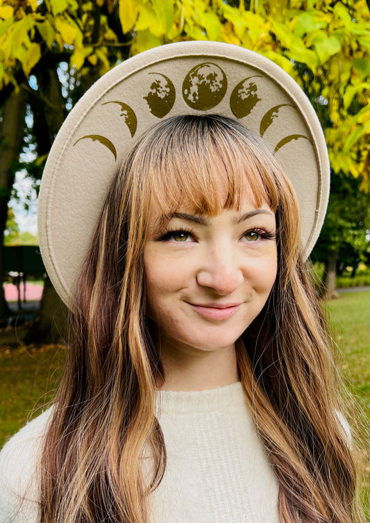 Vegan Felt Wide Brim Hat - Cream  - Moon Phase