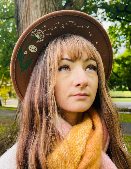 Vegan Felt Wide Brim Hat - Caramel - Dandelion