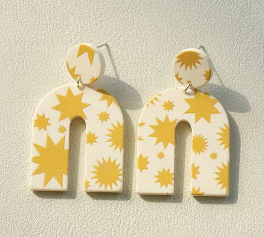 Golden Starburst Arch Earrings