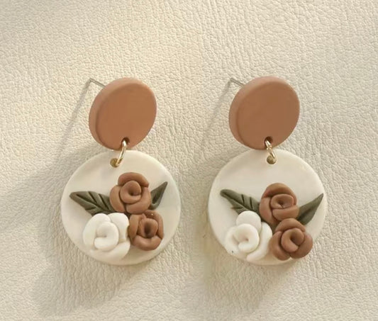 Nude Floral Earrings