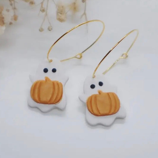 Pumpkin Ghost Hoop Earrings