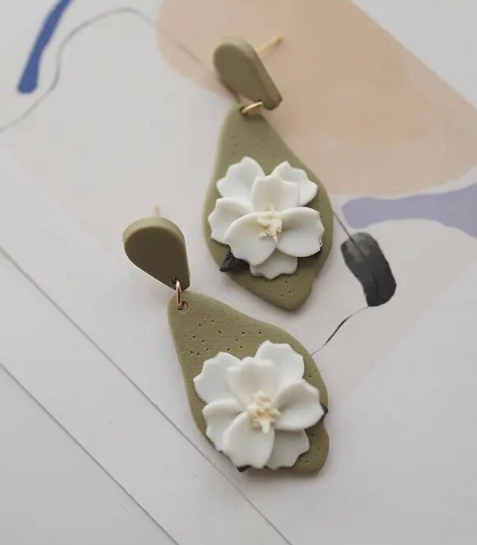 Olive Floral Earrings