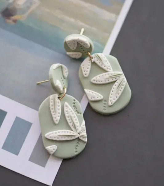 Pastel Green Floral Earrings