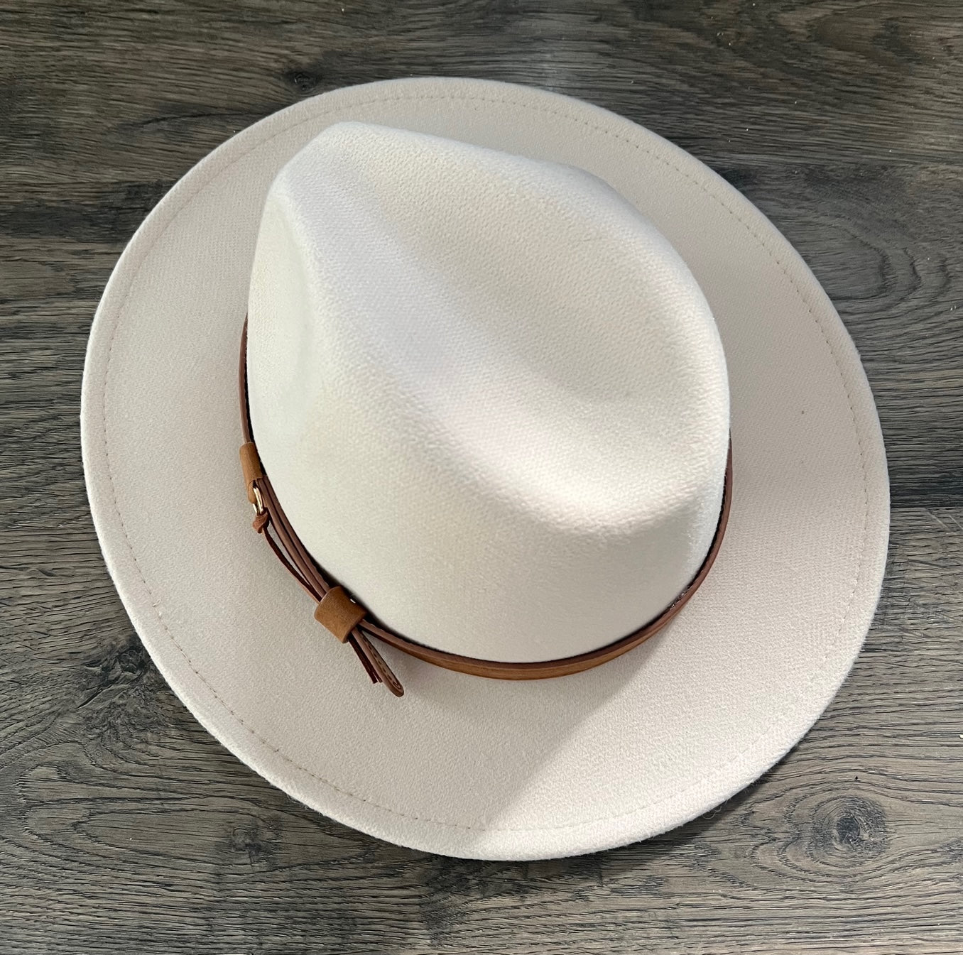 Vegan Felt Wide Brim Hat - Cream - Plain