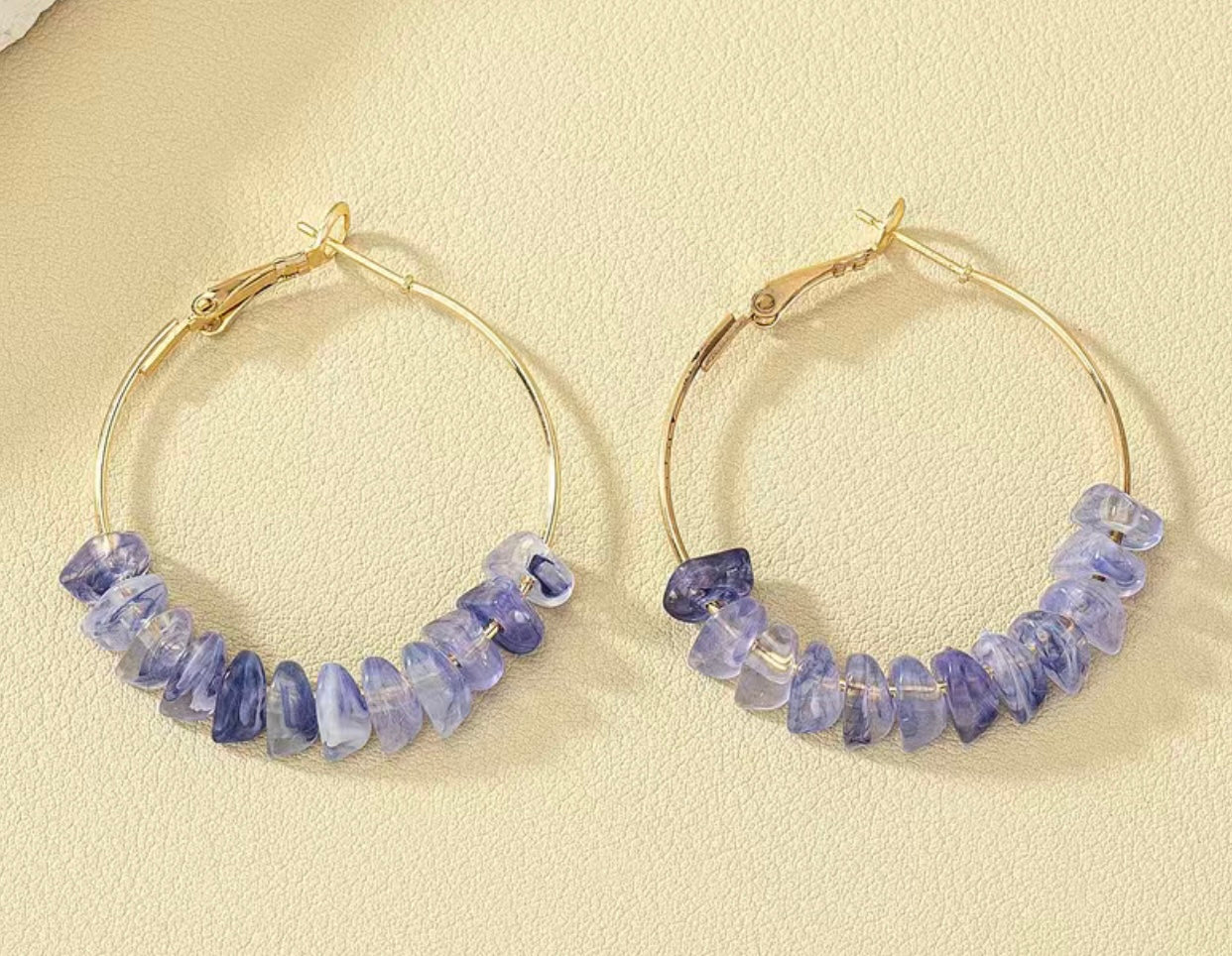Lavender Crystal Hoop Earrings