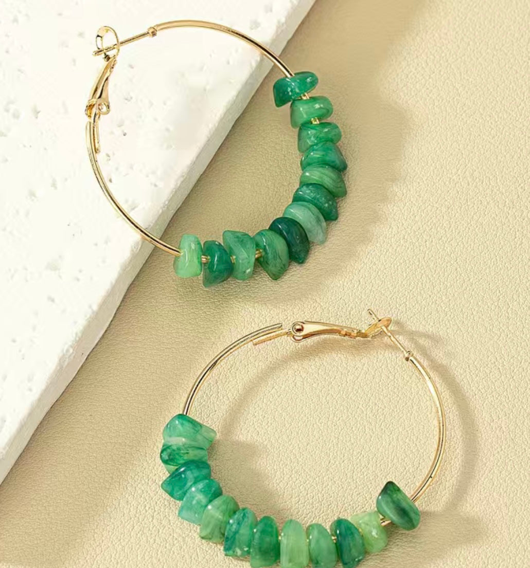 Green Crystal Hoop Earrings