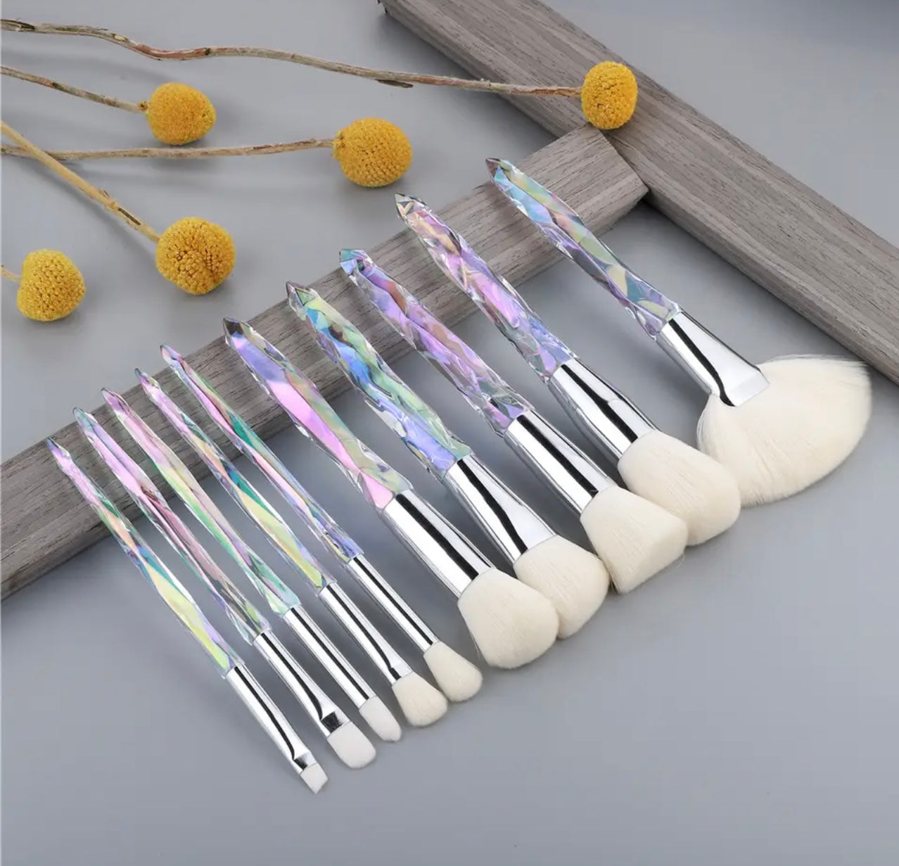 Vegan Make Up Brush Set - Iridescent Crystal - 10 Piece