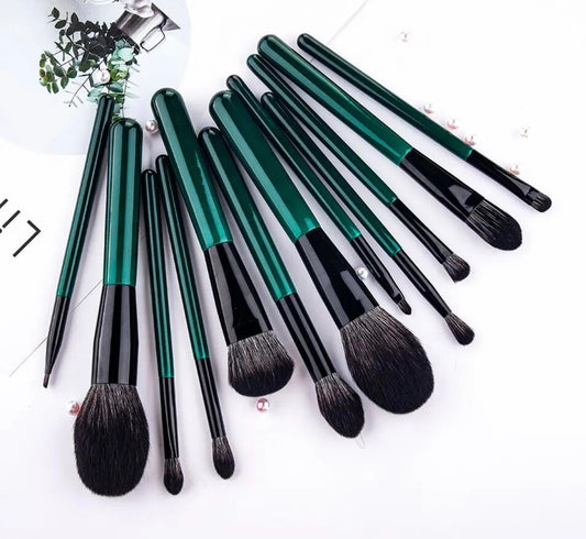 Vegan Make Up Brush Set - Emerald - 12 Piece